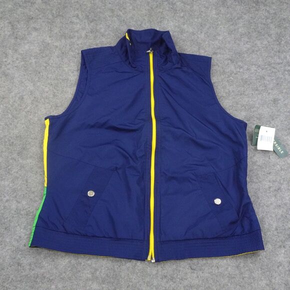 Ralph Lauren Jacket Womens Medium Reversible Sleeveless Blue Red Nautical‎ A - Picture 1 of 11